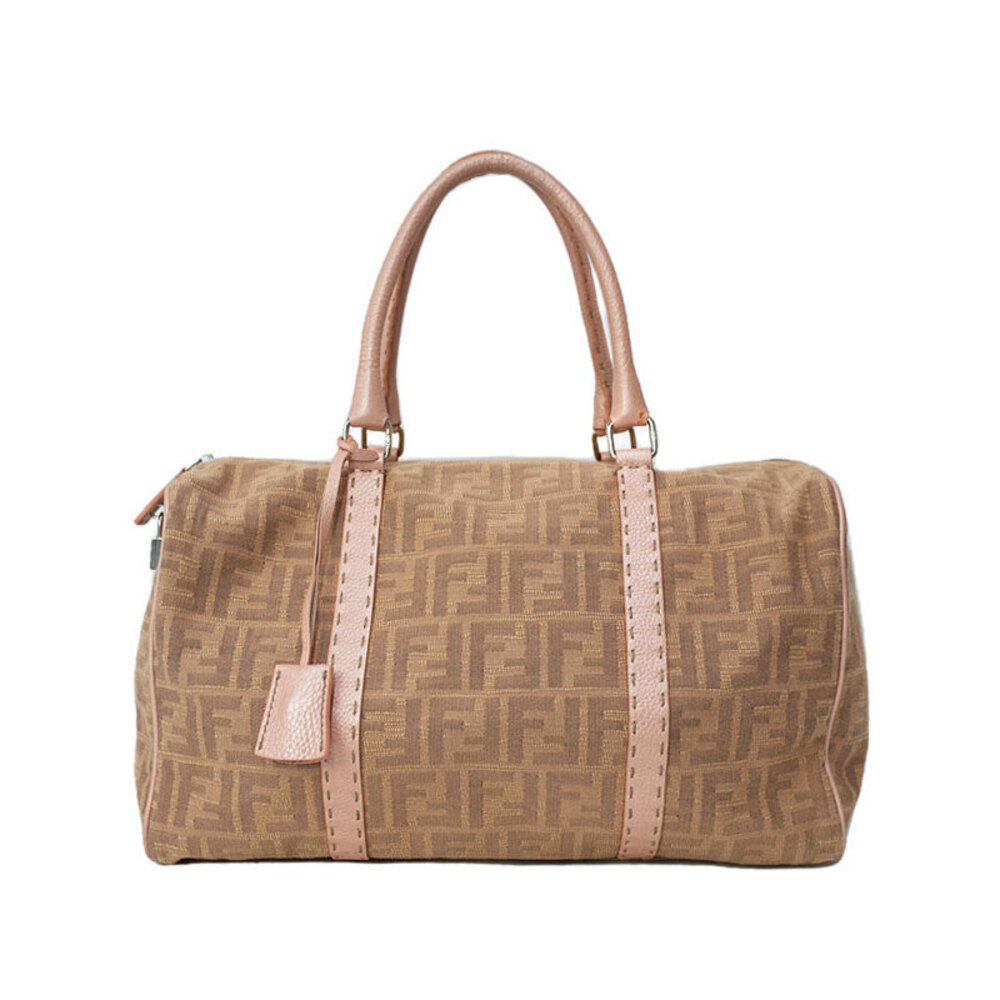 FENDI Zucca Boston Bag Handbag Brown
